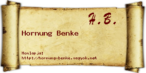 Hornung Benke névjegykártya